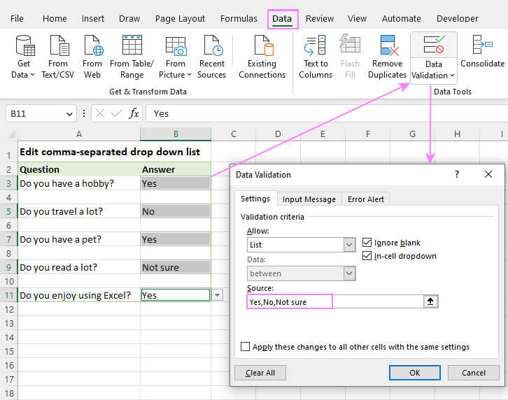 how to create a dropdown in excel 